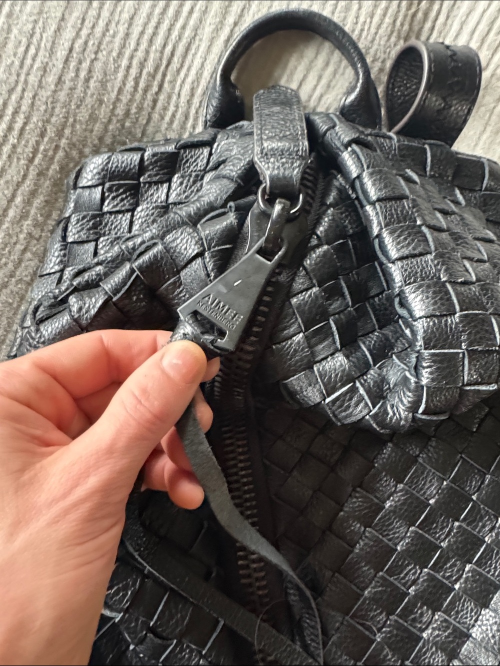 Aimee kestenberg Tabitha Black Woven Leather Backpack Bag - Picture 2 of 3